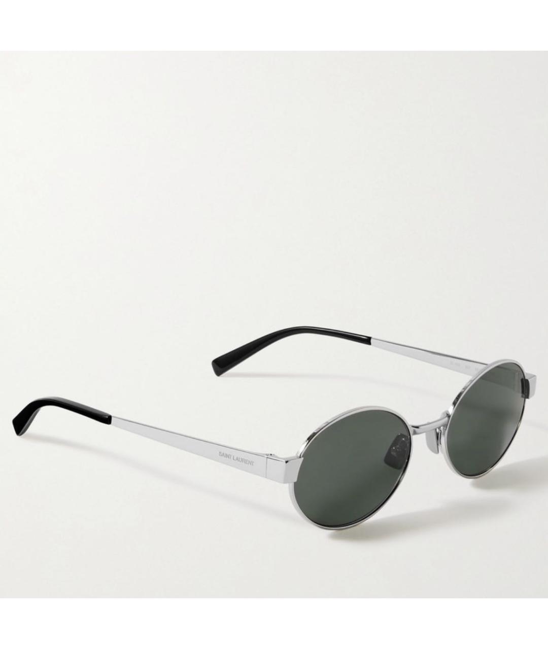 SAINT LAURENT Серебряные металлические солнцезащитные очки, фото 3