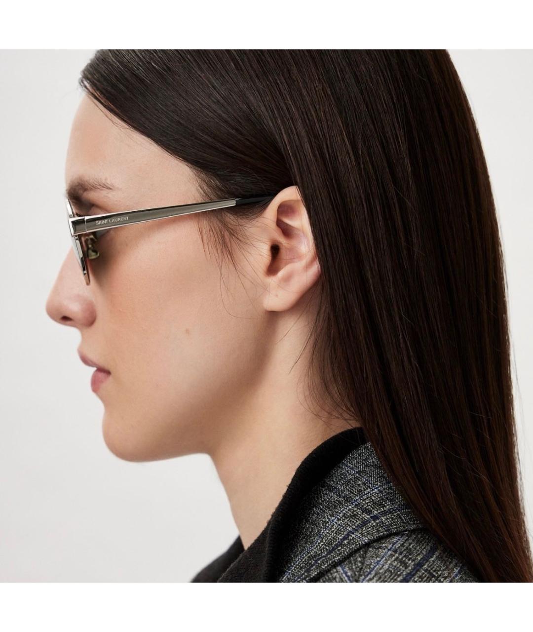 SAINT LAURENT Серебряные металлические солнцезащитные очки, фото 6