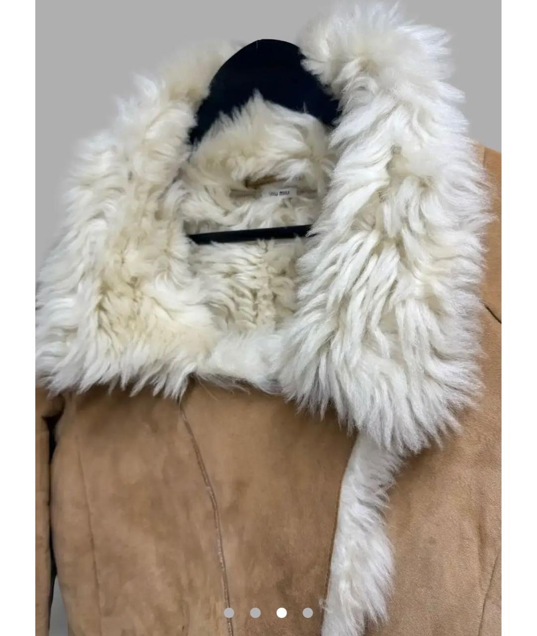 MIU MIU Бежевая меховая дубленка, фото 3