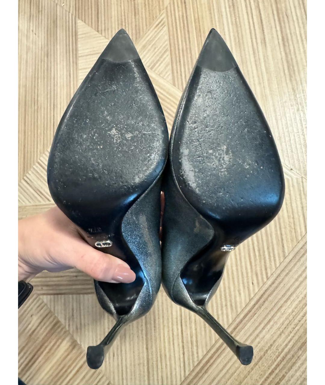 CHRISTIAN DIOR Серебряные туфли из лакированной кожи, фото 6