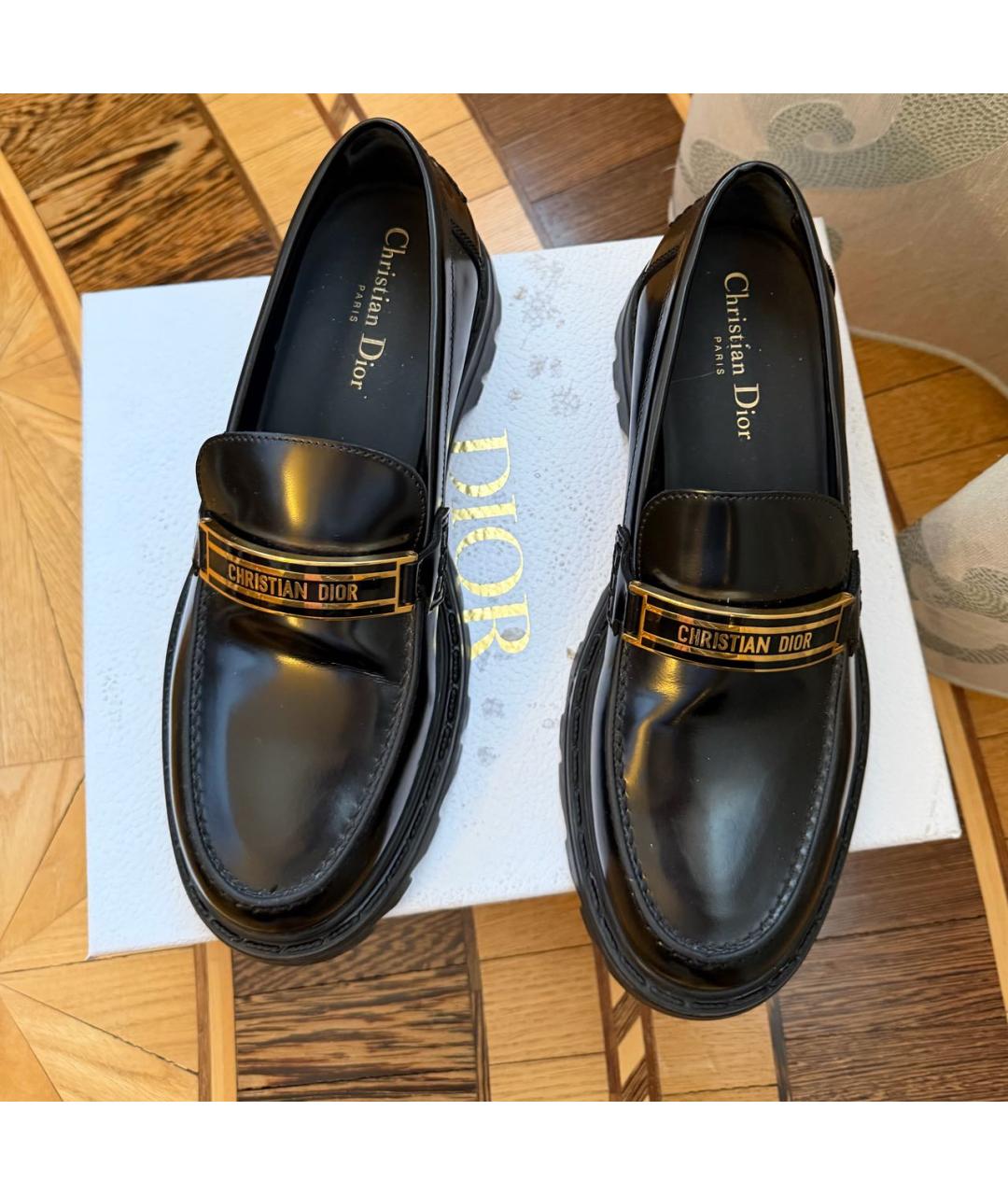 CHRISTIAN DIOR Черные кожаные лоферы, фото 2