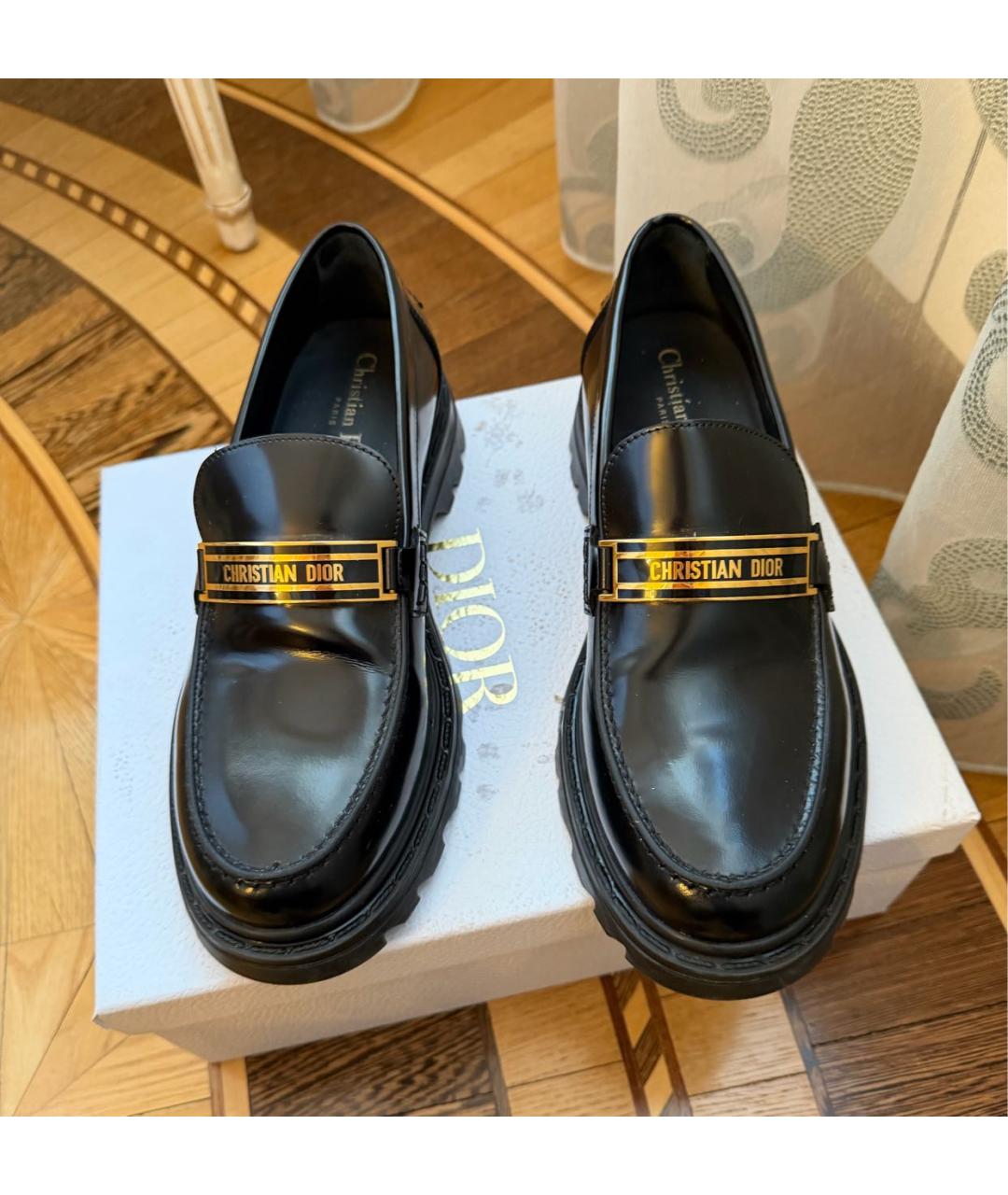 CHRISTIAN DIOR Черные кожаные лоферы, фото 3