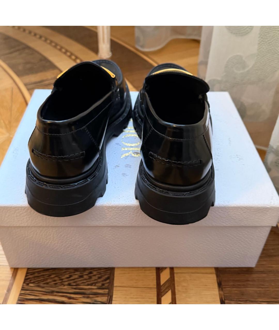 CHRISTIAN DIOR Черные кожаные лоферы, фото 4