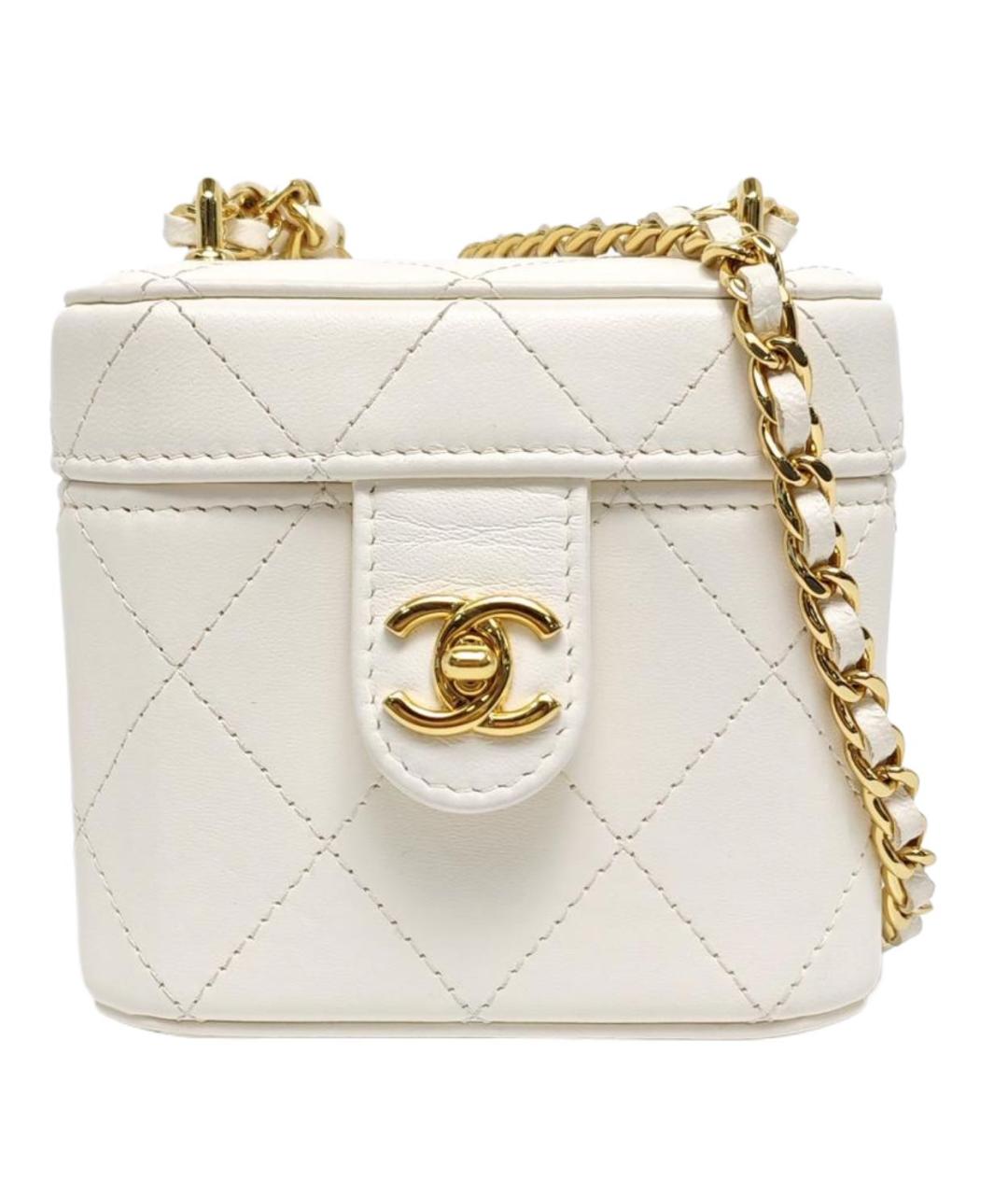 CHANEL Белая кожаная сумка через плечо, фото 5