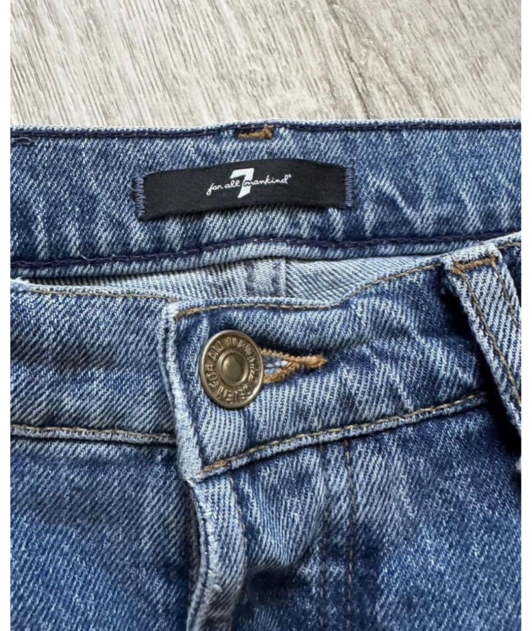 7 FOR ALL MANKIND Синие хлопко-эластановые джинсы клеш, фото 4