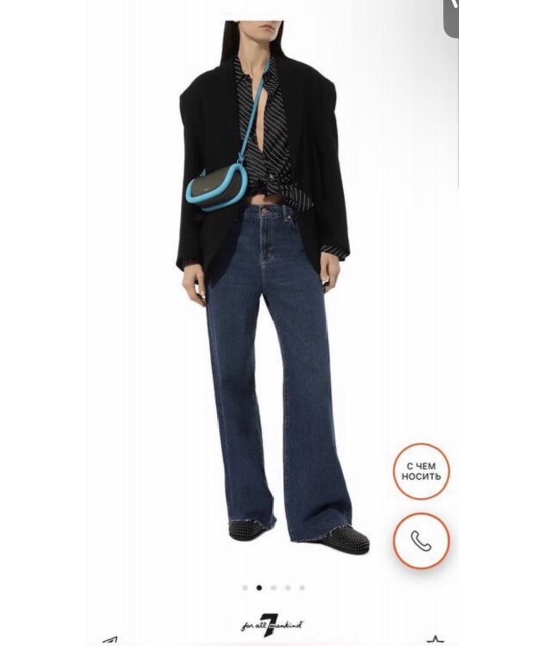 7 FOR ALL MANKIND Синие хлопко-эластановые джинсы клеш, фото 6