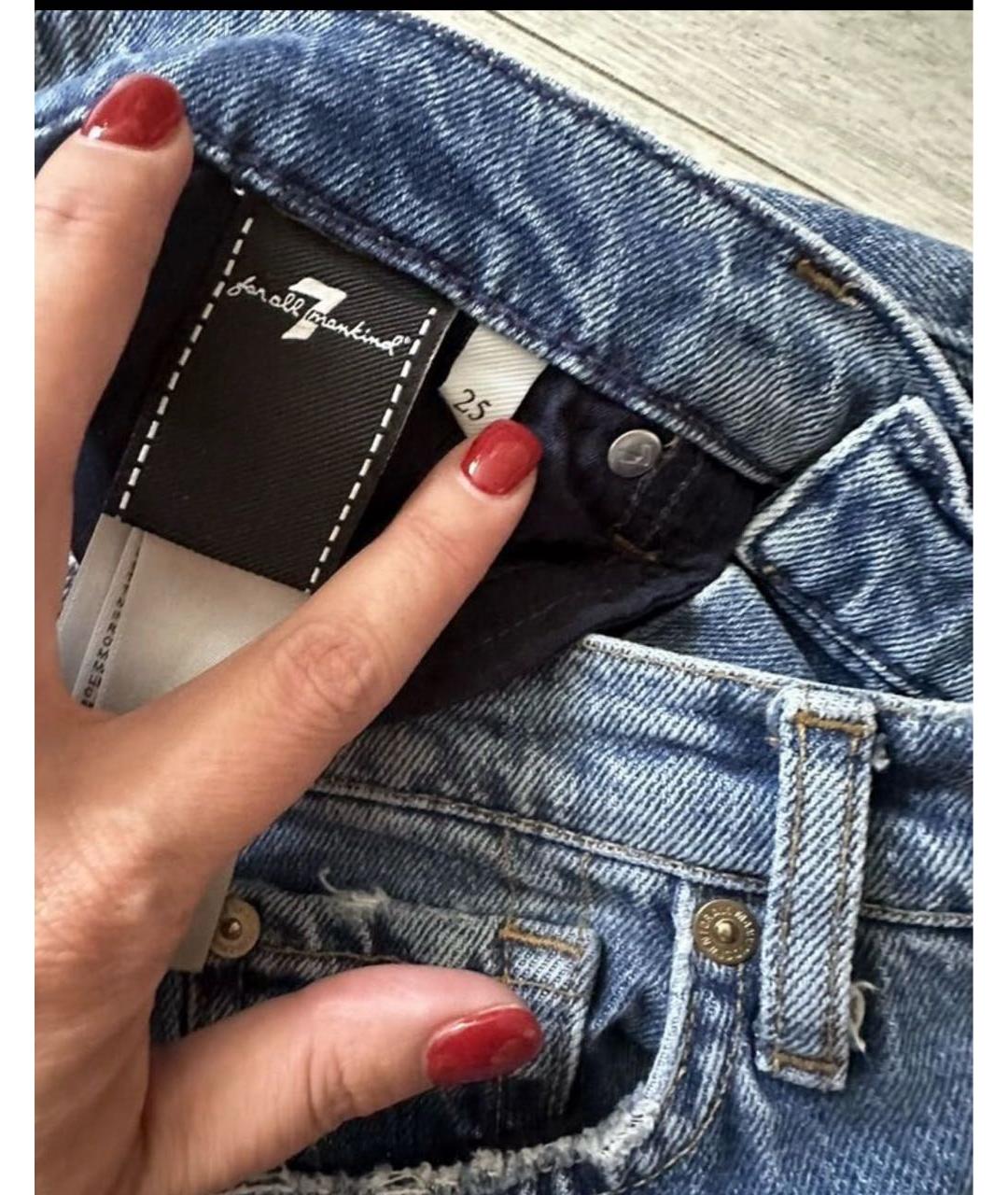 7 FOR ALL MANKIND Синие хлопко-эластановые джинсы клеш, фото 3