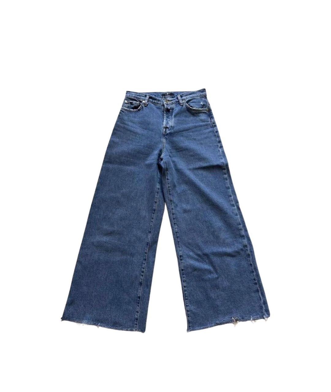 7 FOR ALL MANKIND Синие хлопко-эластановые джинсы клеш, фото 7