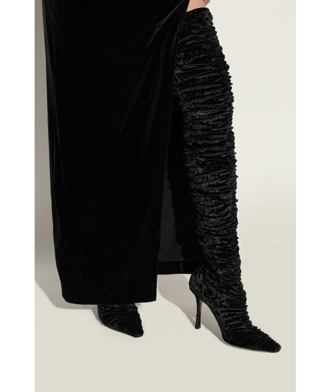 JIMMY CHOO Черные бархатные ботфорты, фото 6