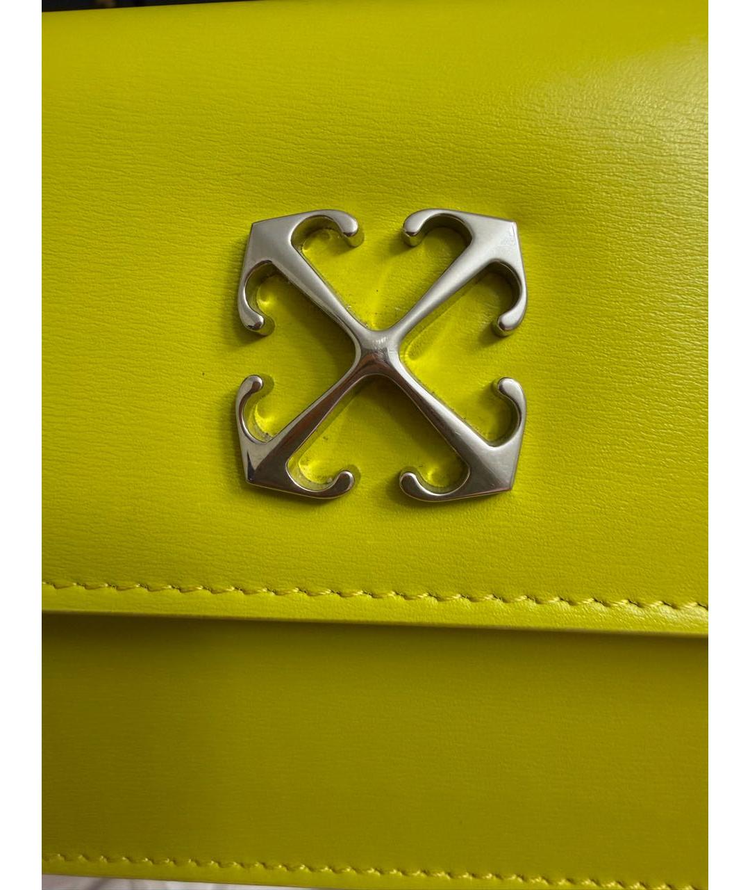 OFF-WHITE Зеленая кожаная сумка с короткими ручками, фото 5
