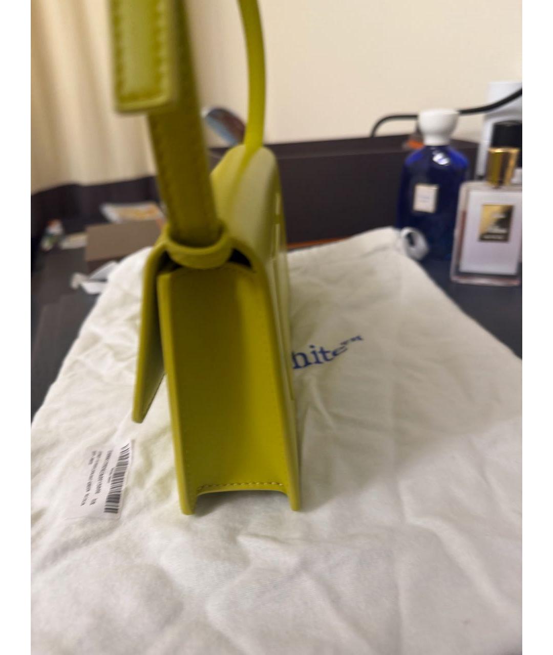 OFF-WHITE Зеленая кожаная сумка с короткими ручками, фото 2