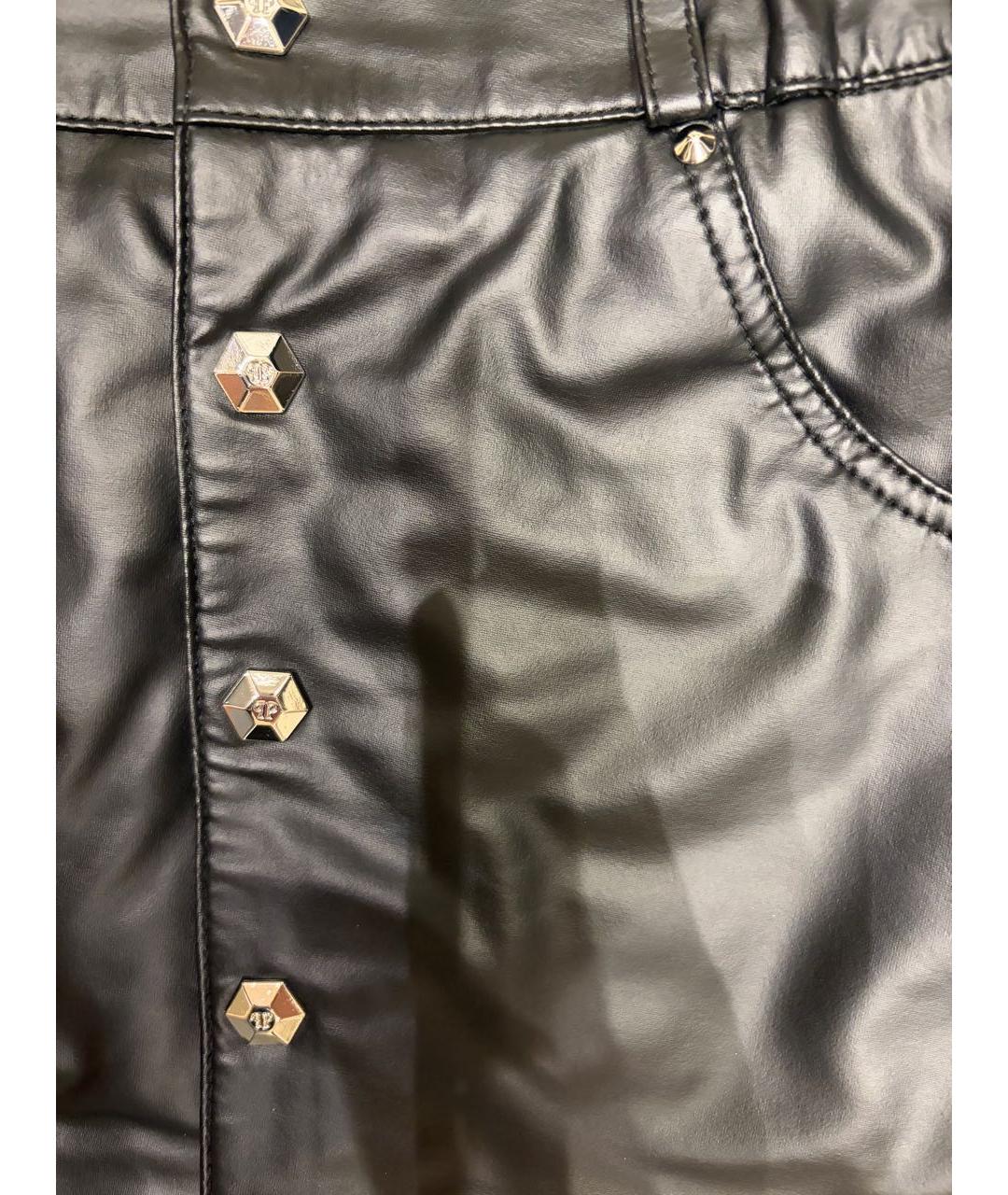 PHILIPP PLEIN Черная полиэстеровая юбка, фото 4