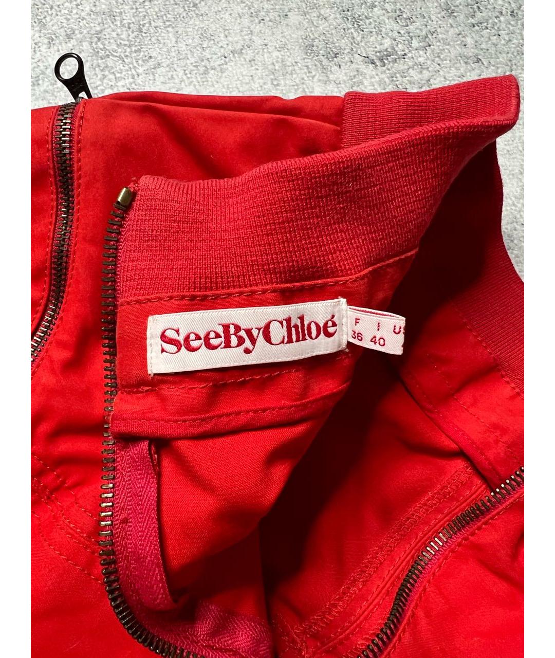 SEE BY CHLOE Красная хлопковая юбка мини, фото 5