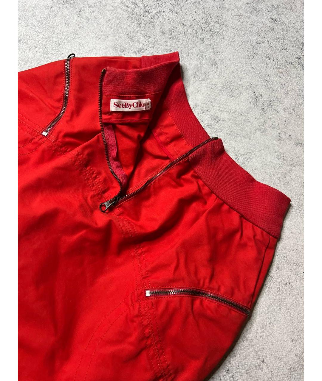 SEE BY CHLOE Красная хлопковая юбка мини, фото 4