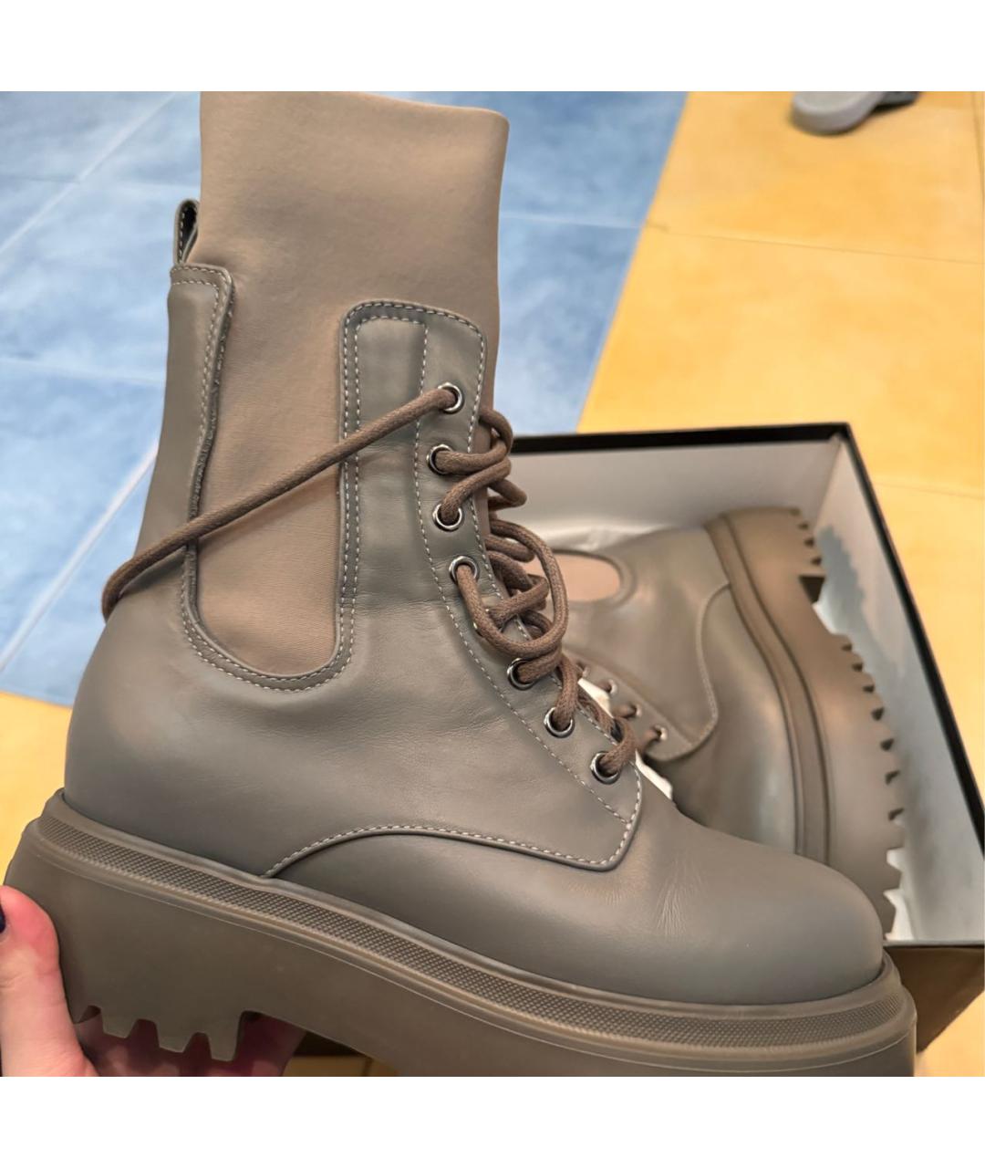 LE SILLA Бежевые кожаные ботинки, фото 2