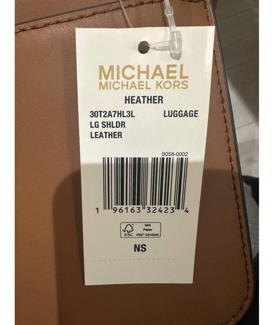 MICHAEL KORS Коричневая кожаная сумка через плечо, фото 5