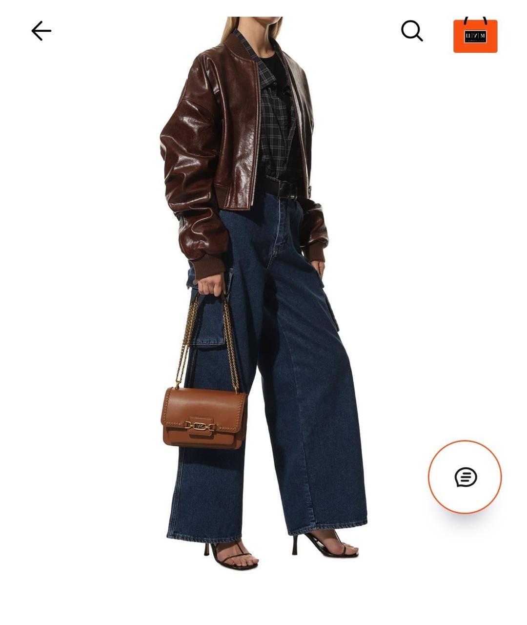 MICHAEL KORS Коричневая кожаная сумка через плечо, фото 7