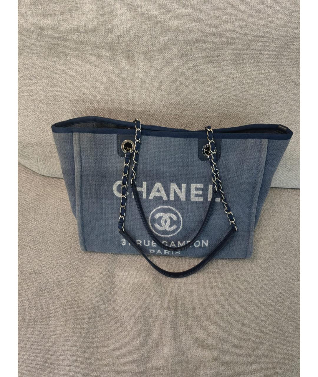 CHANEL Синяя сумка тоут, фото 2
