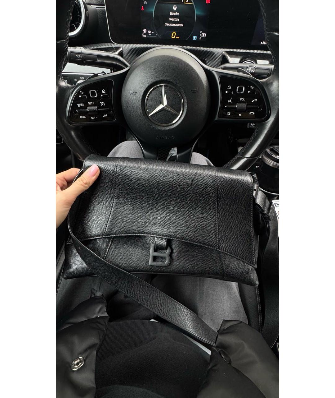 BALENCIAGA Черная кожаная сумка через плечо, фото 9