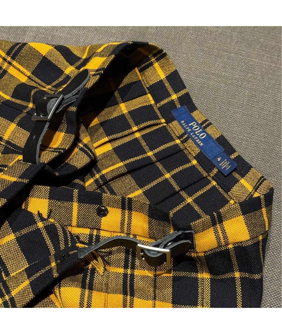 POLO RALPH LAUREN Желтая полиэстеровая юбка мини, фото 3