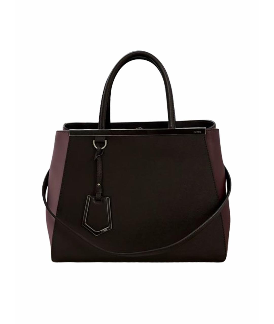 FENDI Бордовая кожаная сумка тоут, фото 1