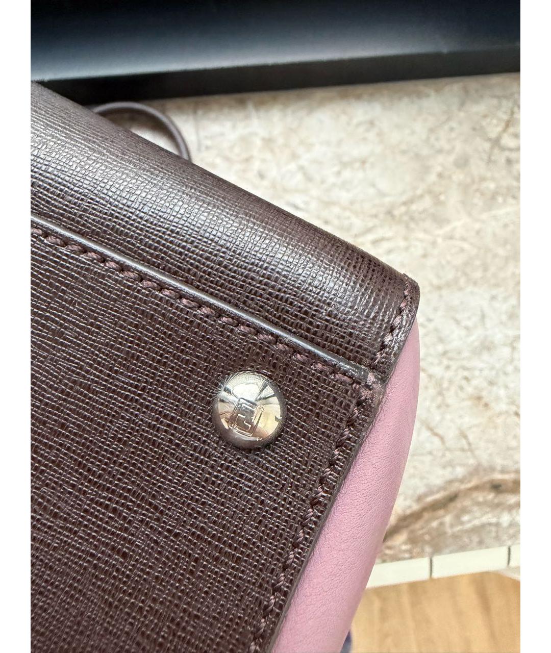 FENDI Бордовая кожаная сумка тоут, фото 2