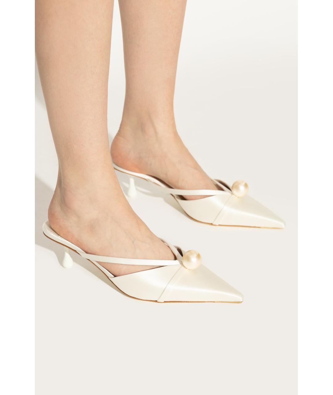 JIMMY CHOO Бежевые текстильные мюли, фото 5