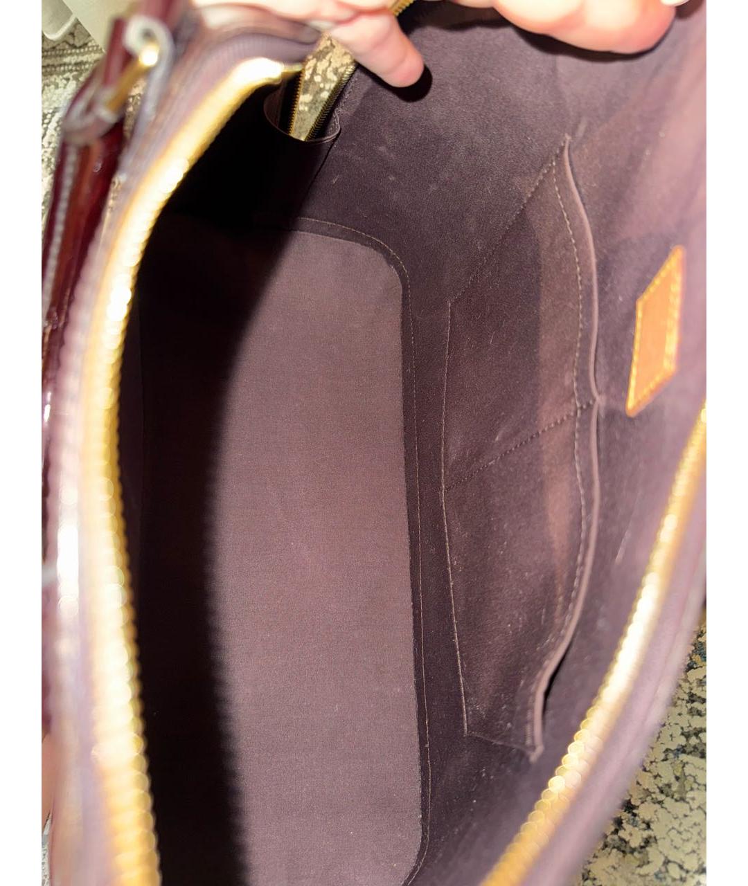 LOUIS VUITTON Бордовая кожаная сумка с короткими ручками, фото 5