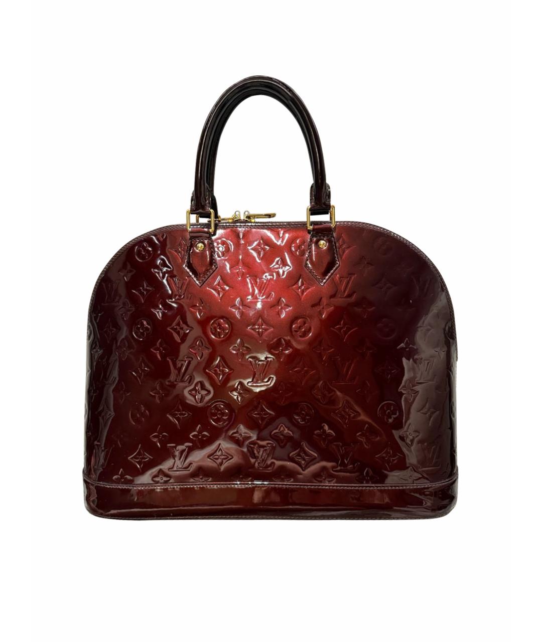 LOUIS VUITTON Бордовая кожаная сумка с короткими ручками, фото 1