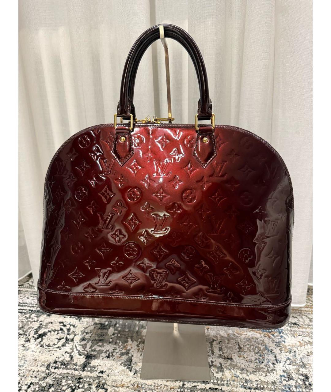 LOUIS VUITTON Бордовая кожаная сумка с короткими ручками, фото 8