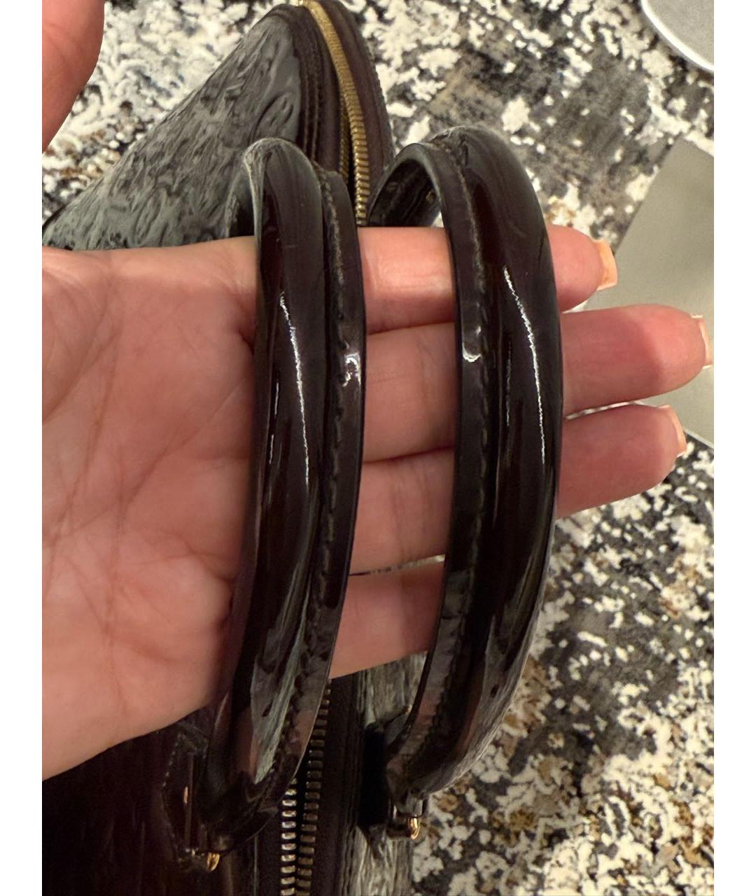 LOUIS VUITTON Бордовая кожаная сумка с короткими ручками, фото 6