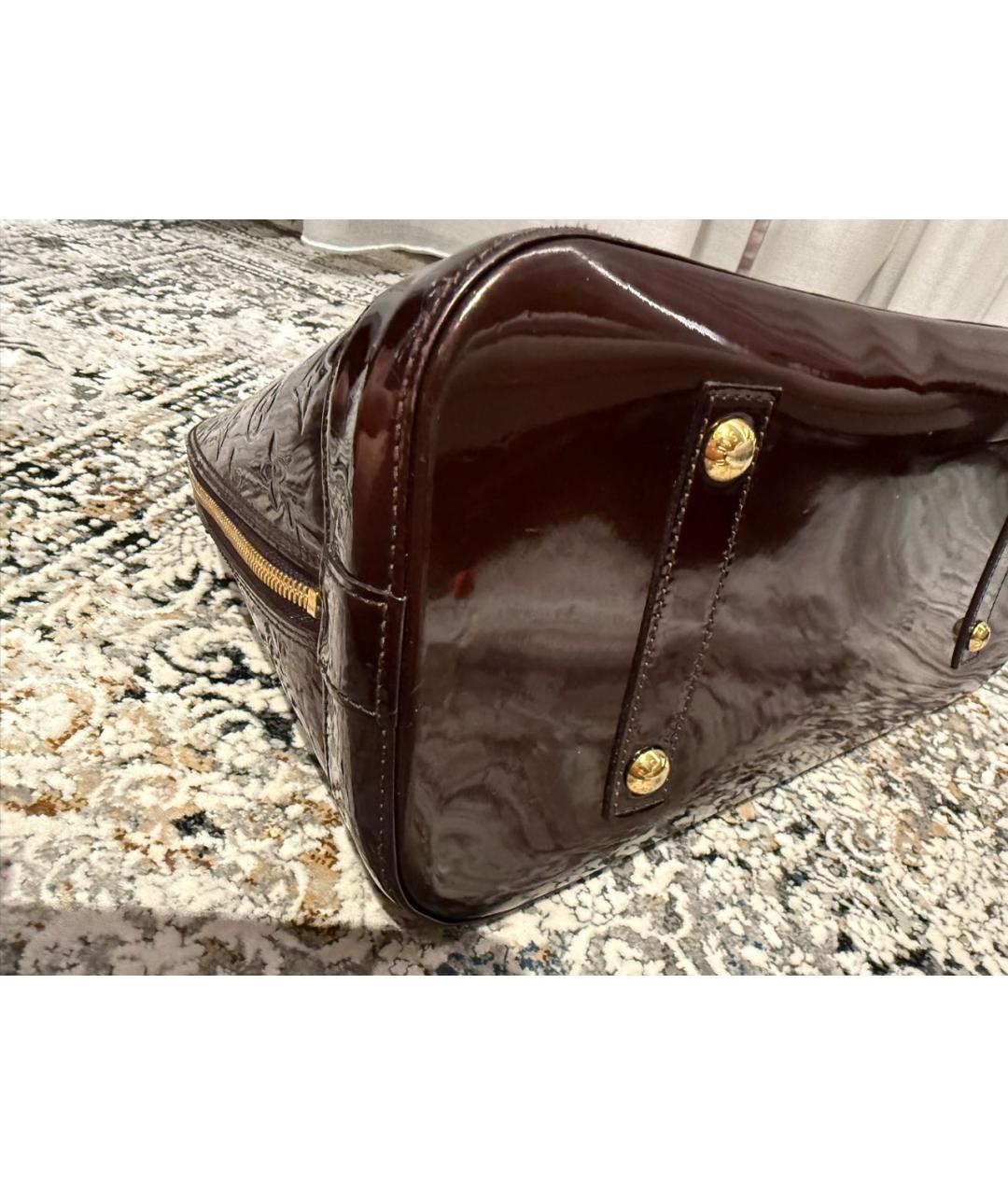 LOUIS VUITTON Бордовая кожаная сумка с короткими ручками, фото 2