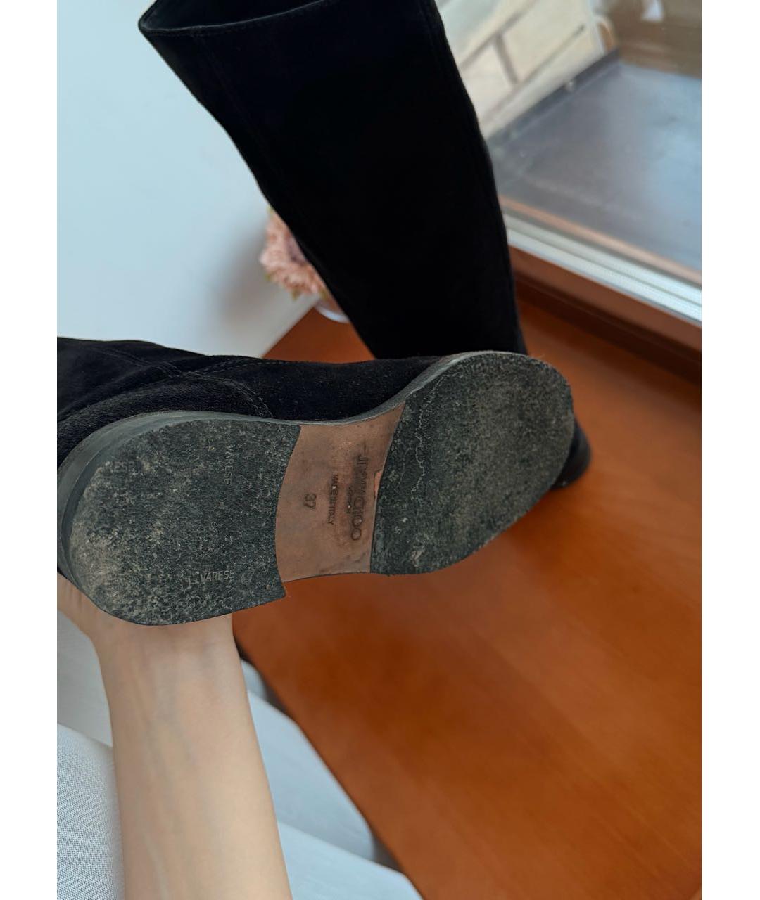 JIMMY CHOO Черные замшевые сапоги, фото 4