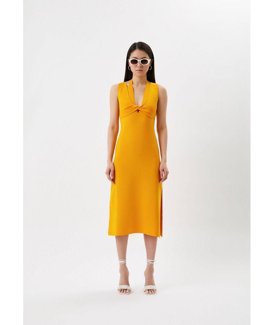 PATRIZIA PEPE Оранжевое вискозное коктейльное платье, фото 2