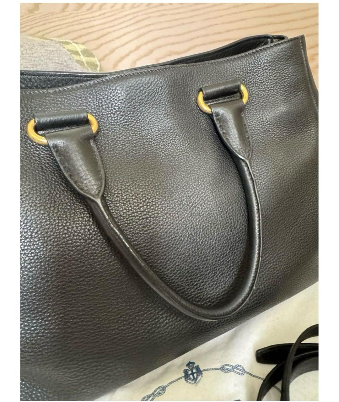 PRADA Черная кожаная сумка с короткими ручками, фото 3