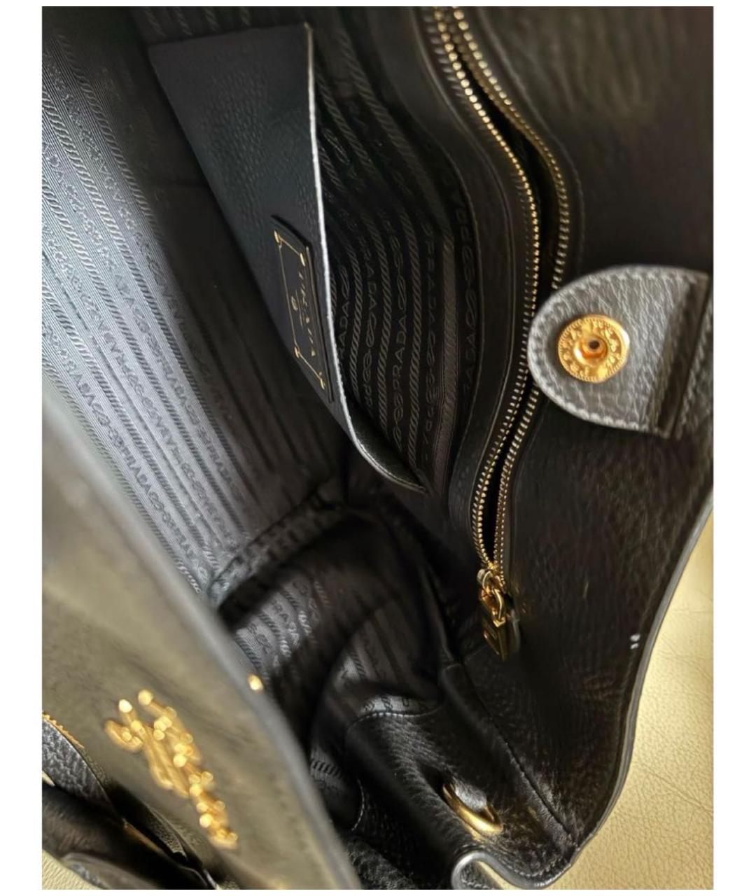 PRADA Черная кожаная сумка с короткими ручками, фото 4