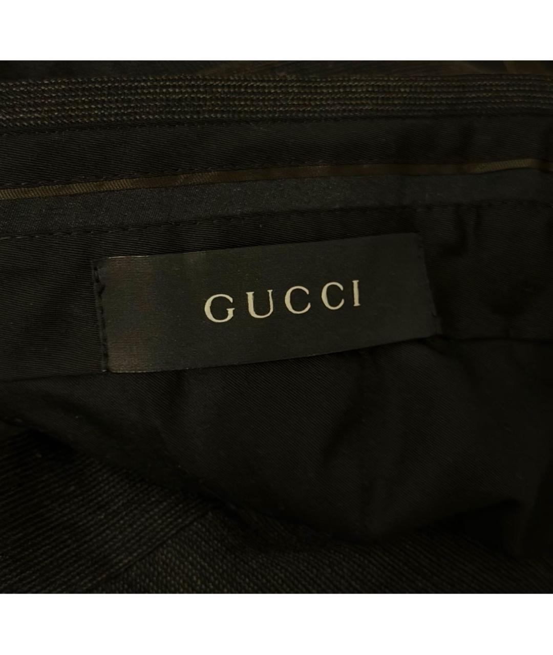GUCCI Антрацитовые шерстяные классические брюки, фото 4
