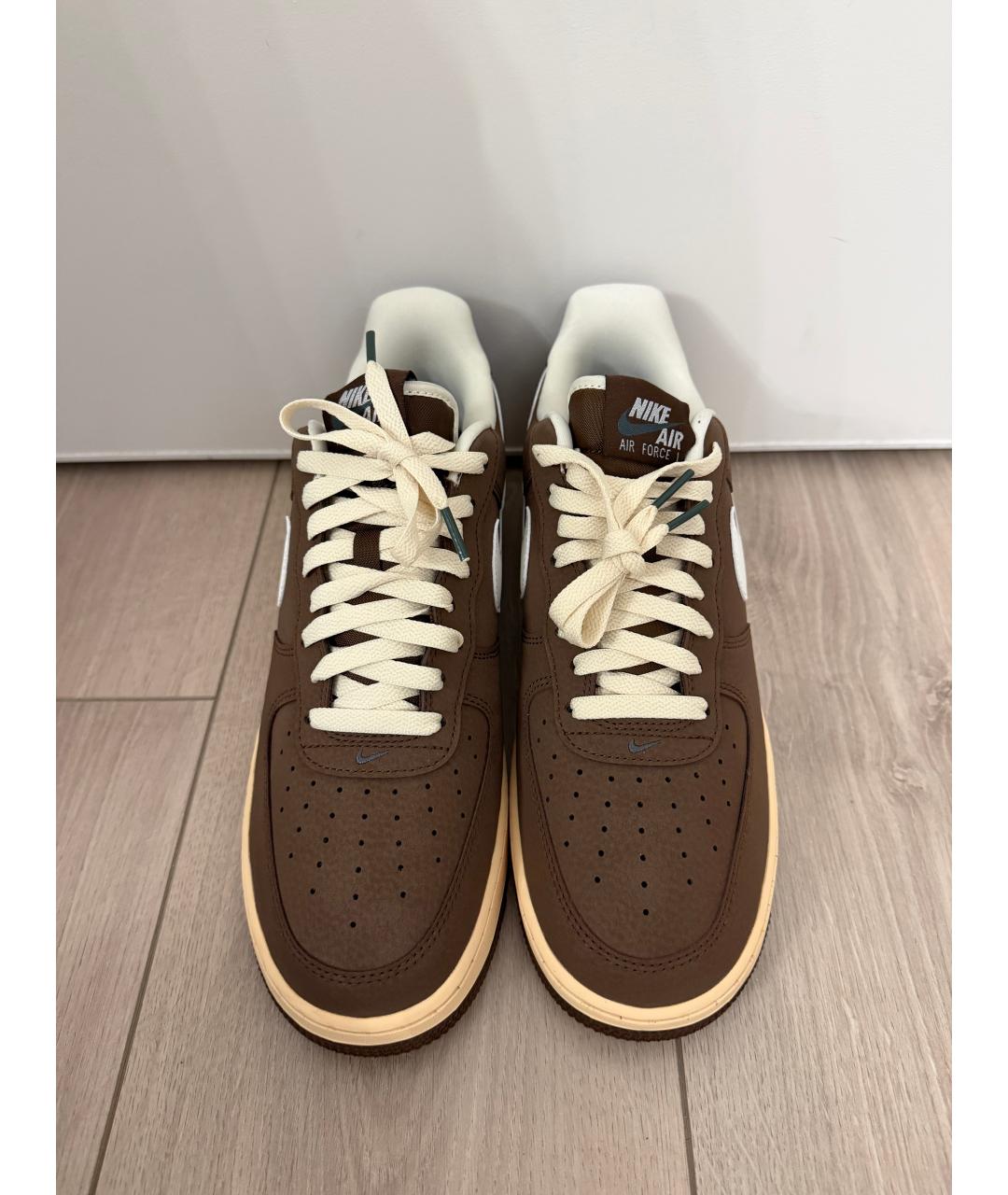 NIKE Коричневые кожаные низкие кроссовки / кеды, фото 2