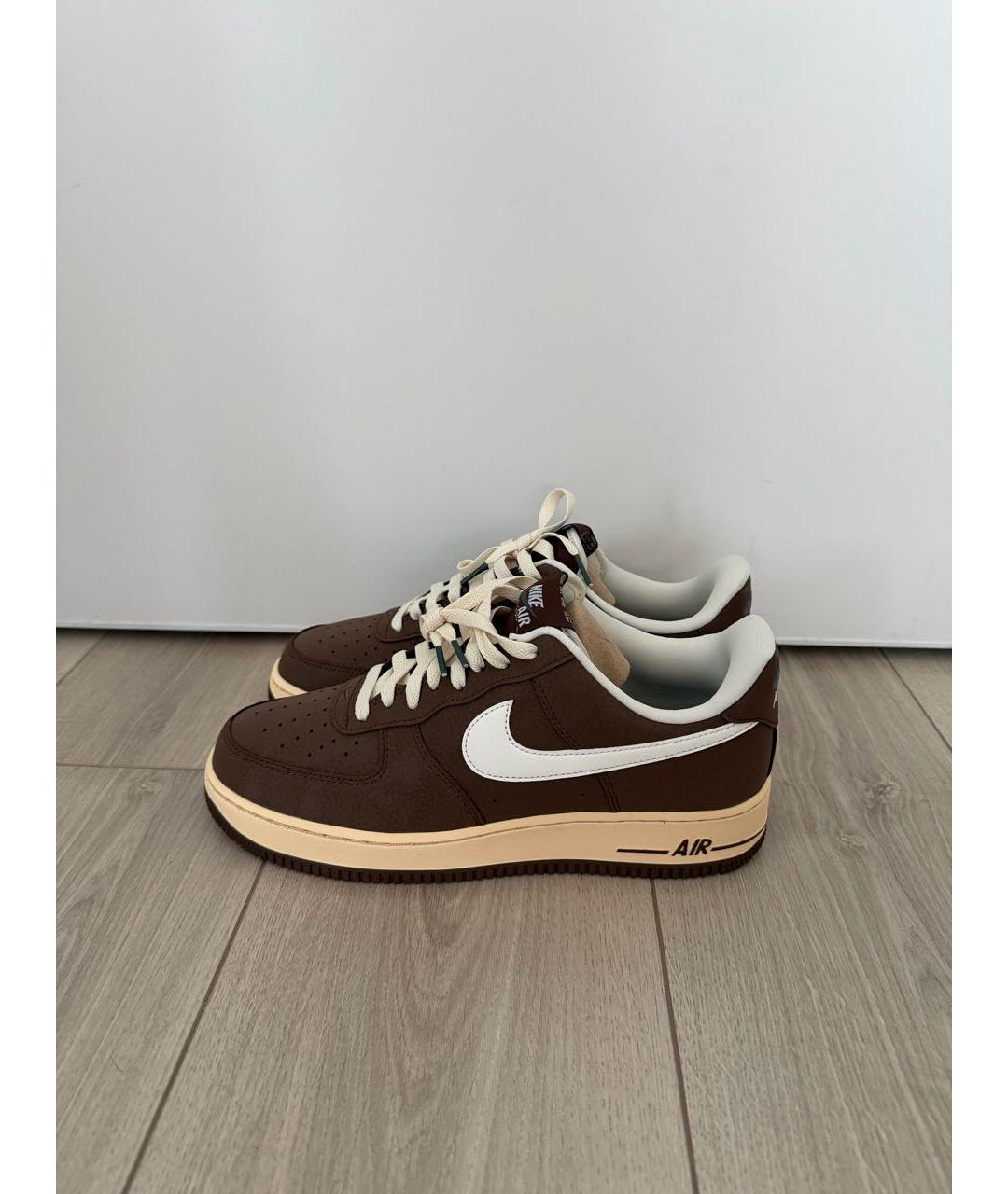 NIKE Коричневые кожаные низкие кроссовки / кеды, фото 7