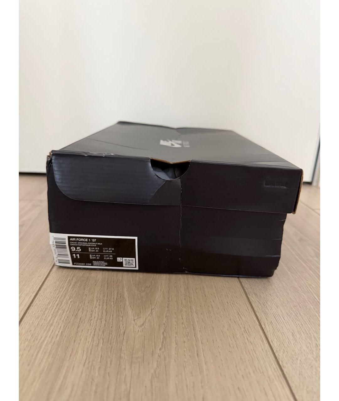 NIKE Коричневые кожаные низкие кроссовки / кеды, фото 5