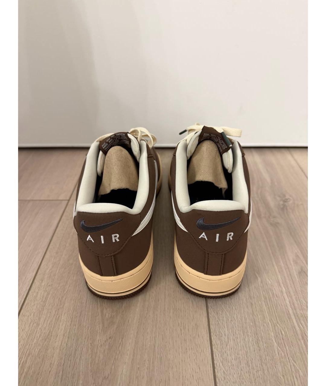 NIKE Коричневые кожаные низкие кроссовки / кеды, фото 6