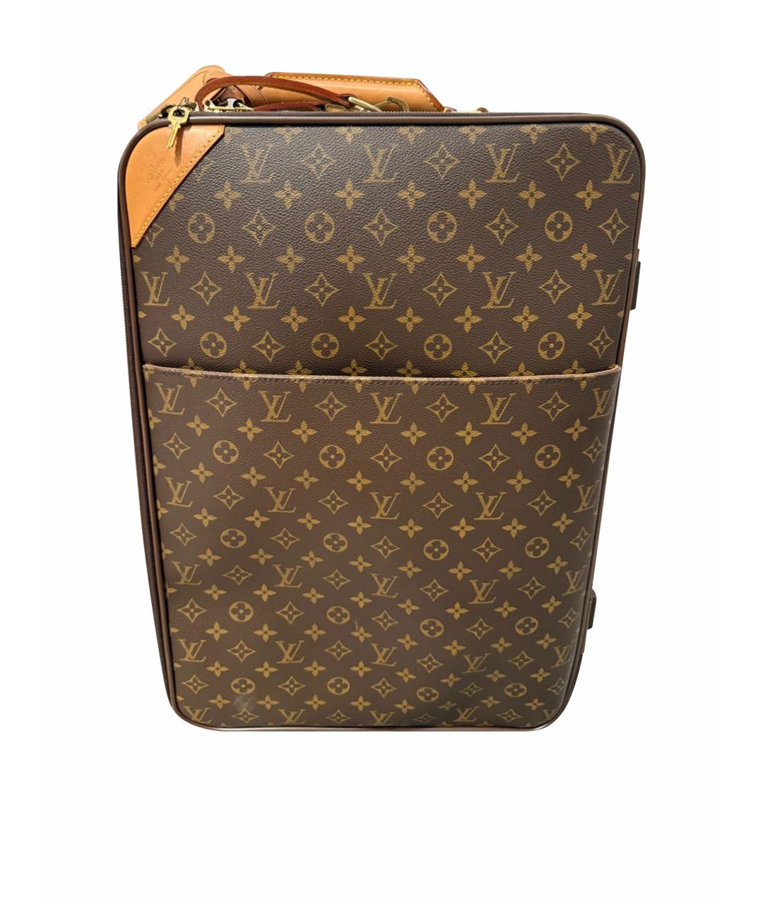 LOUIS VUITTON Коричневый кожаный чемодан, фото 1