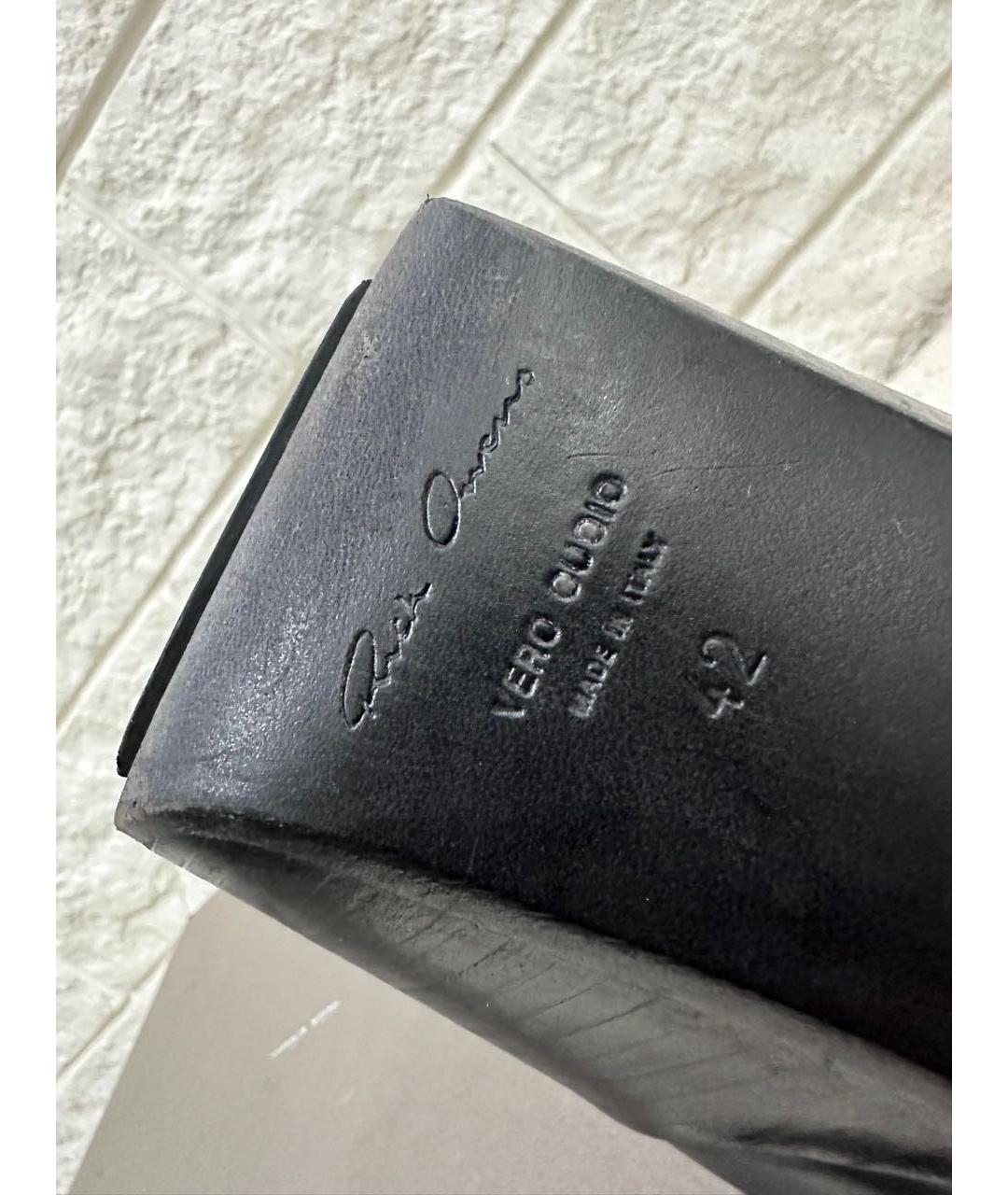 RICK OWENS Черные кожаные высокие ботинки, фото 4