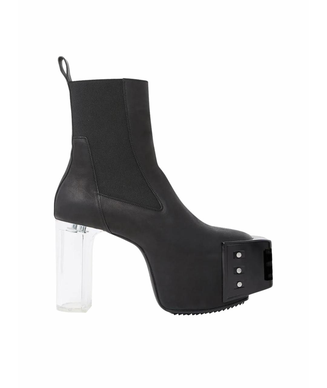 RICK OWENS Черные кожаные высокие ботинки, фото 1
