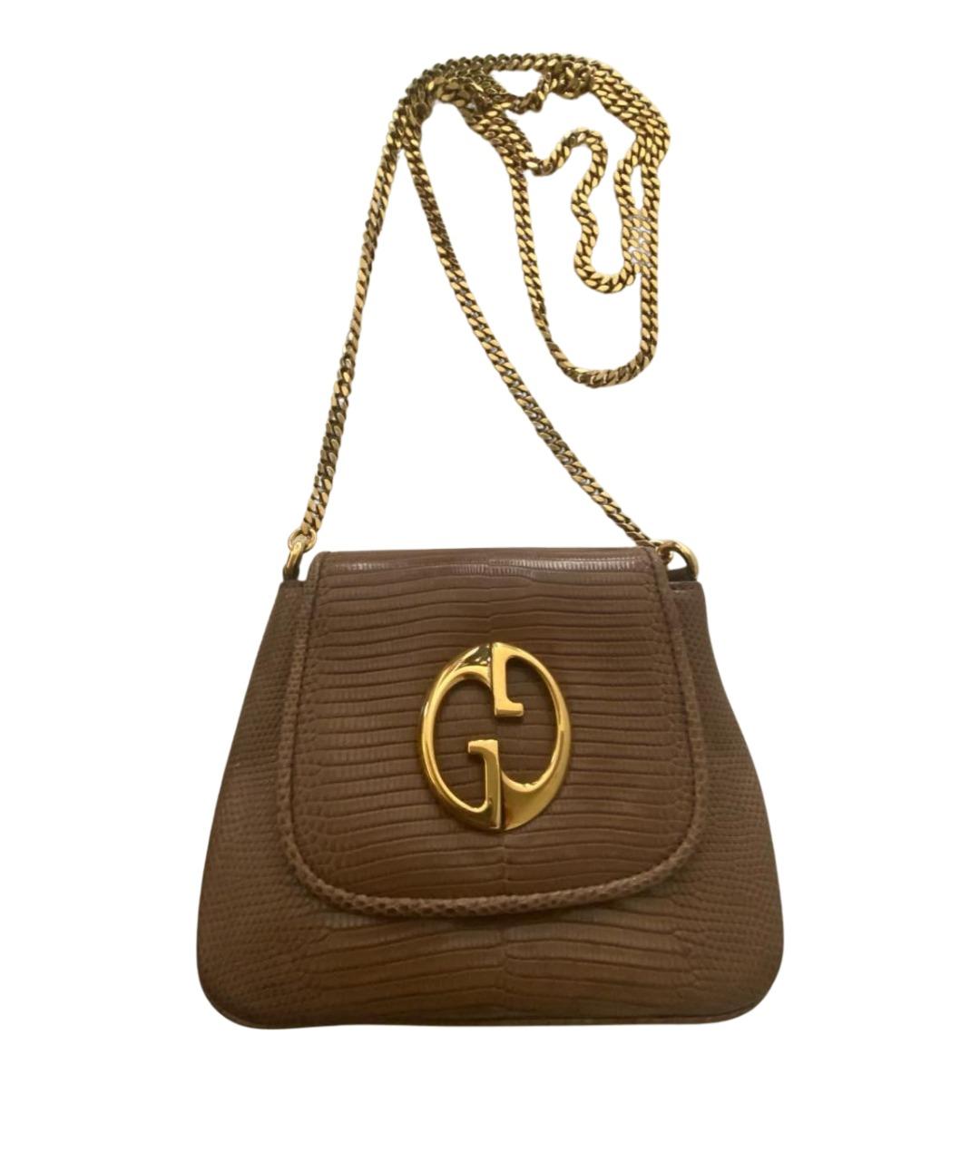 GUCCI Бежевая сумка через плечо из экзотической кожи, фото 1