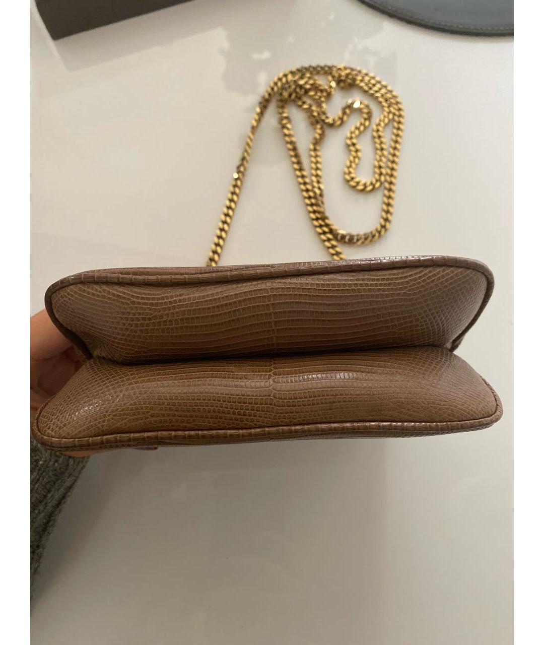 GUCCI Бежевая сумка через плечо из экзотической кожи, фото 4