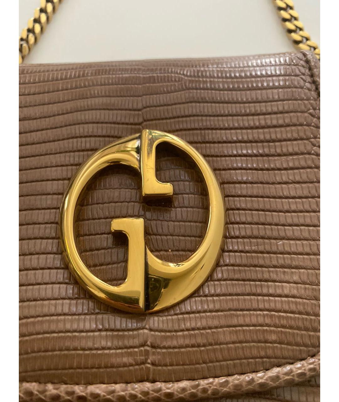 GUCCI Бежевая сумка через плечо из экзотической кожи, фото 2