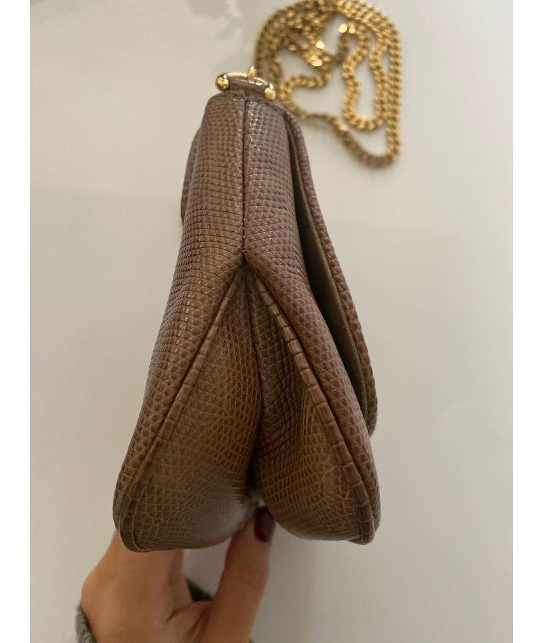 GUCCI Бежевая сумка через плечо из экзотической кожи, фото 6