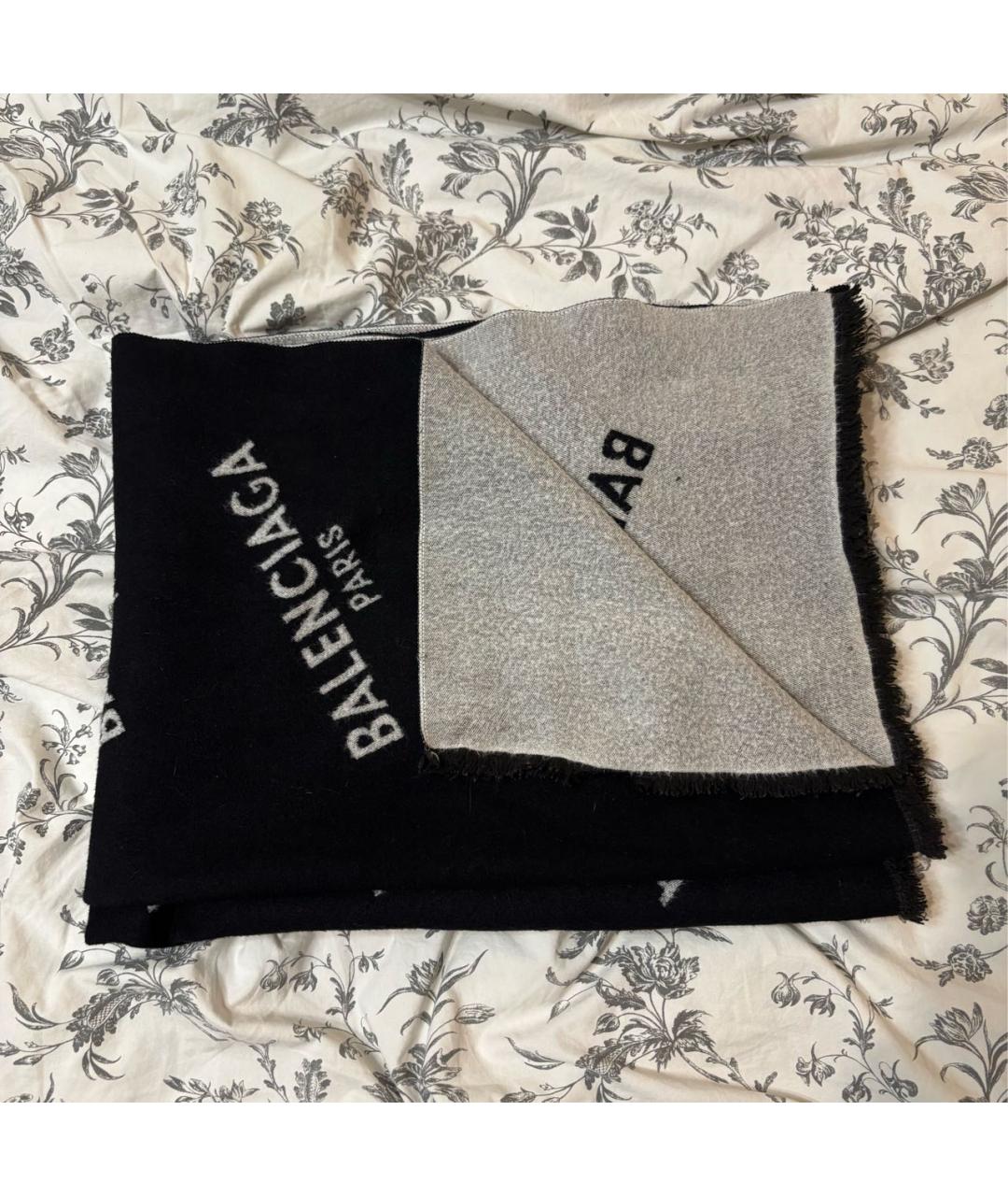 BALENCIAGA Черный кашемировый шарф, фото 3