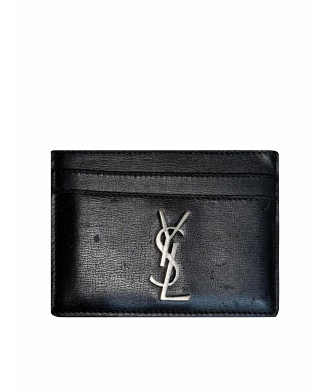 SAINT LAURENT Черный кожаный кардхолдер, фото 1